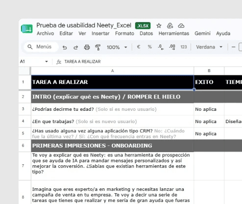 Tabla de hallazgos del test de usabilidad