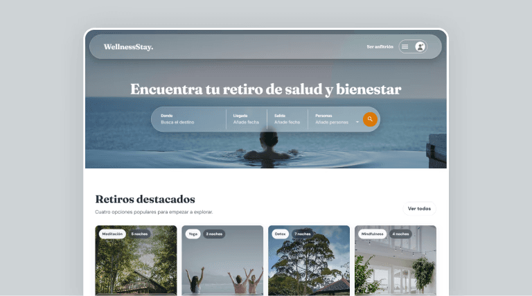 Captura de Wellness Stay, marketplace de retiros de salud y bienestar