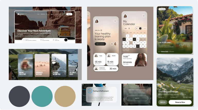Moodboard de la dirección visual de Wellness Stay